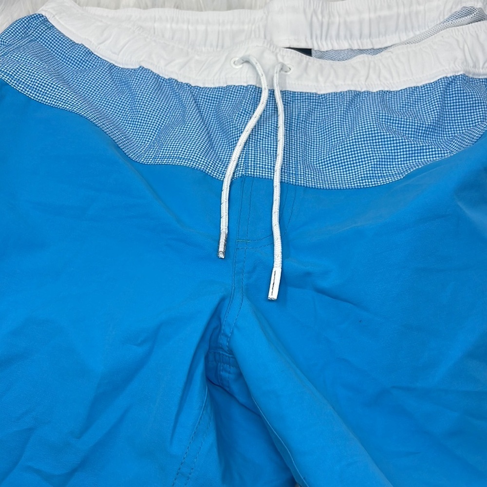 Bills Khakis Gingham Swim Trunks Men’s Large Light Blue/White